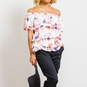 Off The Shoulder Peplum Floral Blouse